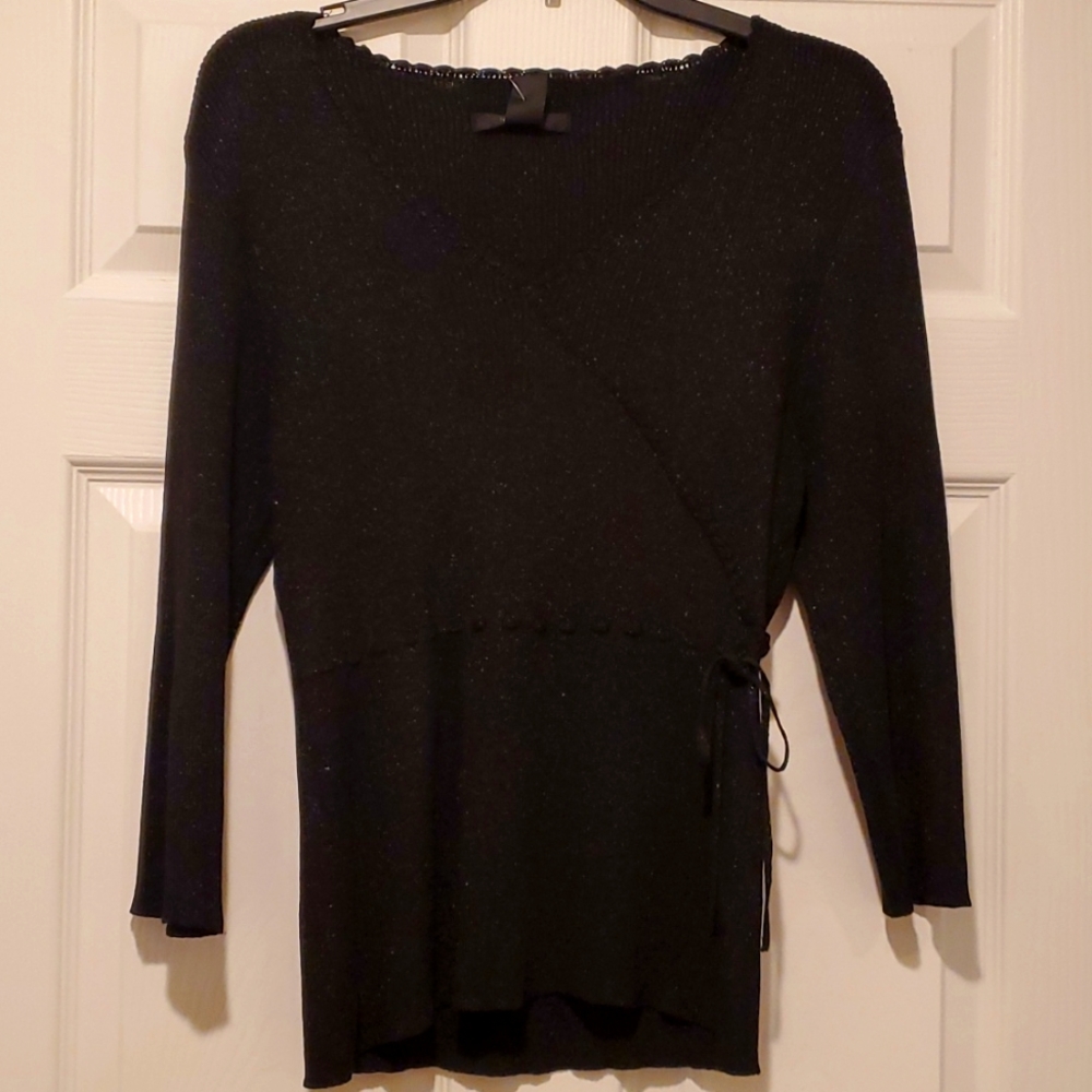Black metallic v-cut sweater